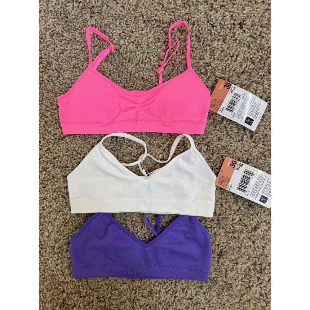 (3) fruit of the loom girl size 30 bras seamless NWT
